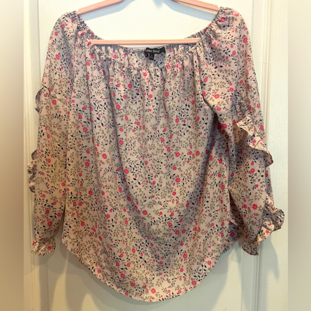 SWEET RAIN Floral Off The Shoulder Top Blouse Small NWOT